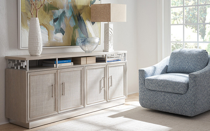 Barrington media console with chair.