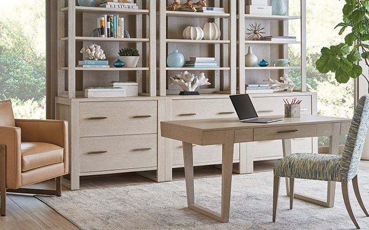 Silverstone office scene featuring a desk, chair and file cabinet.