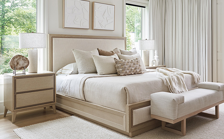 Sunset Key bedroom featuring bed, nightstands, and bed bench.