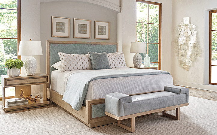 Sunset Key bedroom featuring bed, nightstands, and bed bench.