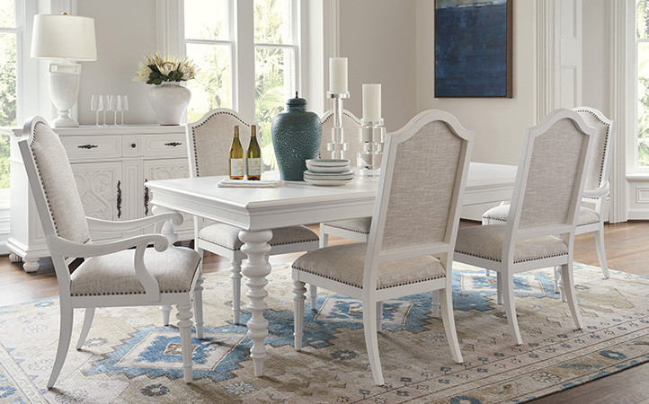 Villa Blanca dining room scene in a white finish.