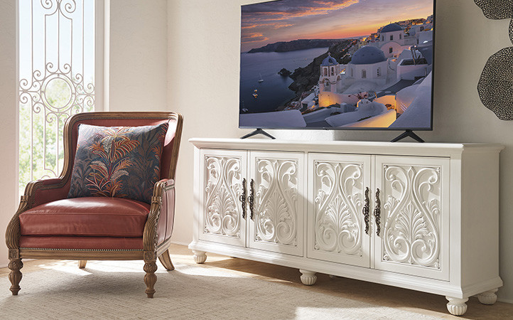 Villa Blanca living room scene in a white finish.