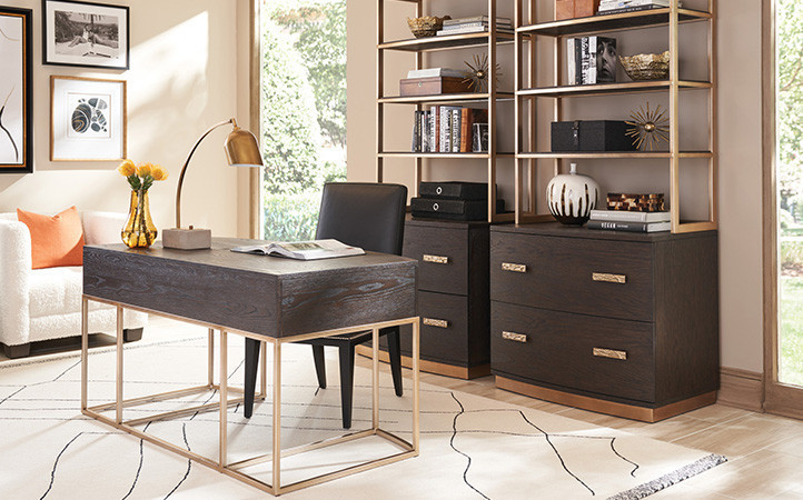Windsor Park office scene featuring a desk and two file cabinets.